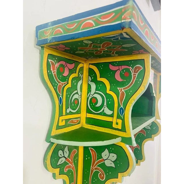 Moroccan Vintage Green Moroccan Boho Chic Spice Shelf or Rack, a Pair For Sale - Image 3 of 12