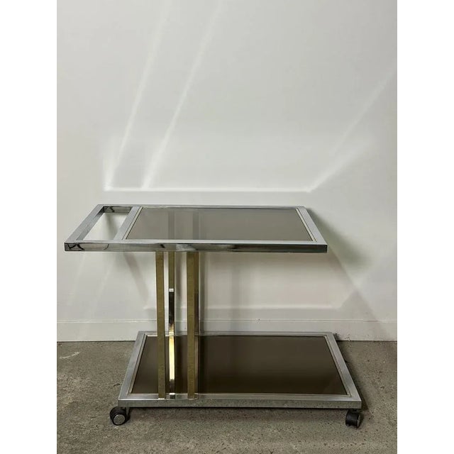 Gold Service / Roller Table in Chromed and Golden Brass from Belgo Chrom / Dewulf Selection, 1960s For Sale - Image 8 of 13