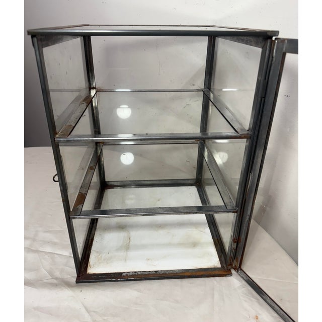 Antique Handmade Metal Glass Countertop Store Display Show Case Sliding Shelves For Sale - Image 12 of 14