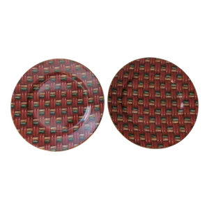 Late 20th Century Fitz and Floyd Fine Porcelain Set of 2 Dessert Plates Basketry #416