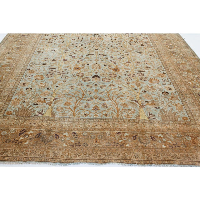 Blue 1930s Persian Tabriz Rug in Blue, Brown, Gold For Sale - Image 8 of 8