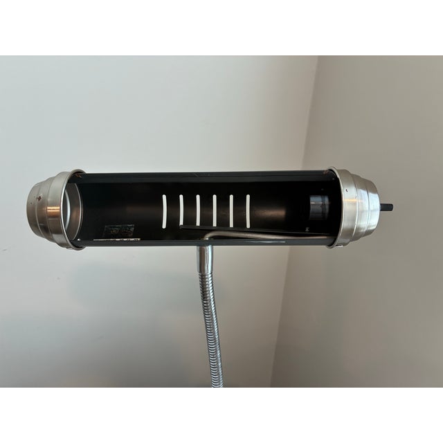 Mid 20th Century Mid-Century Modern Gooseneck Bankers Desk Lamp With Tubular Shade & Turned Wood Accent – Machine Age / Atomic Style For Sale - Image 5 of 11