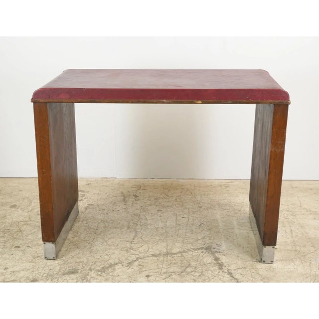 Art Deco Art Deco Wood & Vinyl Console Table For Sale - Image 3 of 10