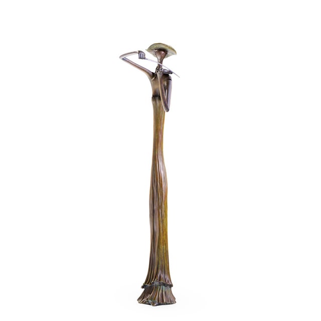 Figurative Ruth Bloch Signed Bronze Violinist Sculpture For Sale - Image 3 of 8