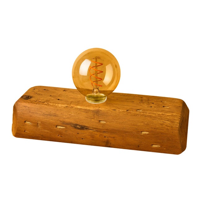 Bring warm ambience and timeless style to your space with this Handmade Modern Solid Reclaimed Wood Edison Filament Lamp....