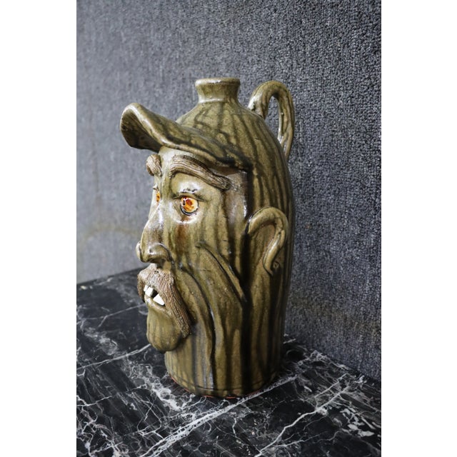 Expressionism Whimsical Terra-Cotta Face Jug For Sale - Image 3 of 6