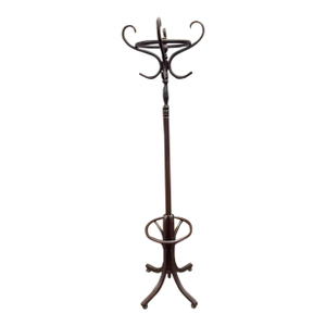 Antique Rattan Coat Hanger Stand, Dark Finish, 75" Tall
