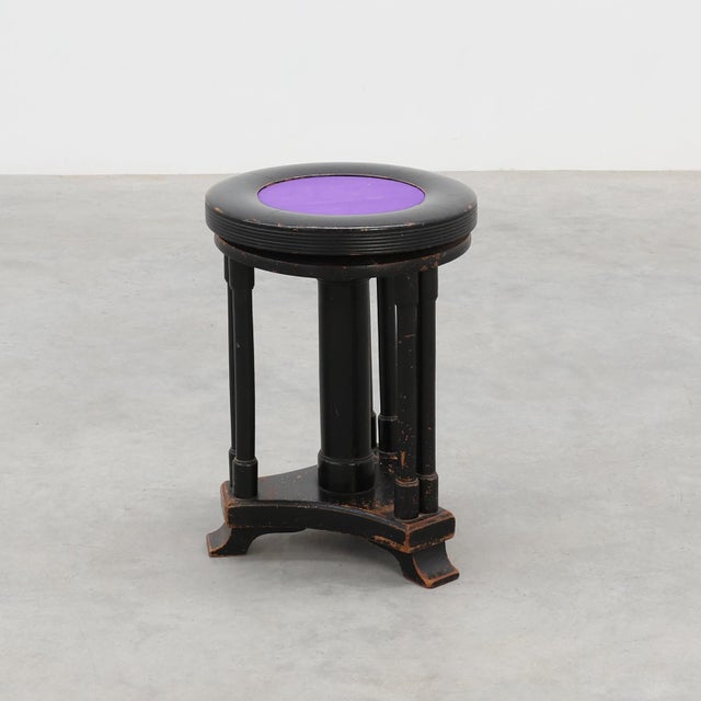 Art Deco Black and Purple Adjustable Velvet Piano Stool, Belgium, 1910 For Sale - Image 11 of 11
