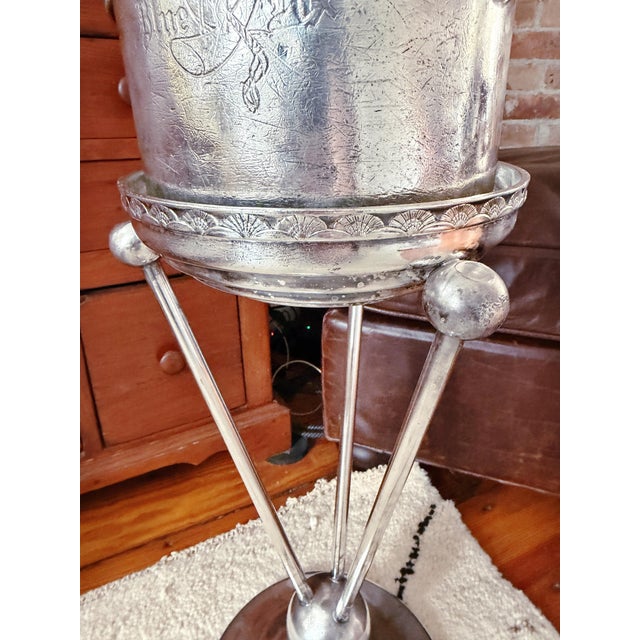 Mid-Century Modern Vintage Silver Plated Champagne Bucket and Stand From the Blue Fox For Sale - Image 3 of 16