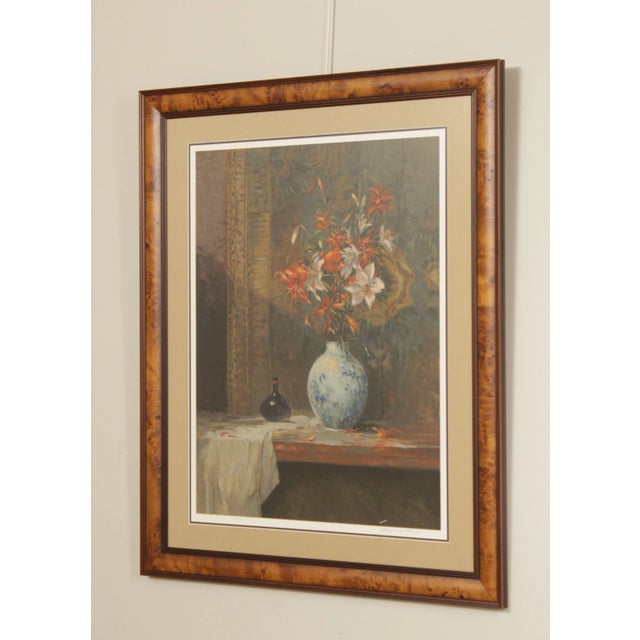 Print by Henri Plisson (American, b. 1934), 'Fluer Tigre'- Tiger Lily Flowers in Vase Still Life, Serigraph on Paper,...