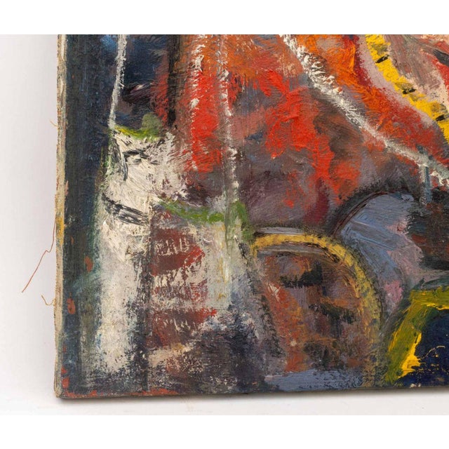 Mid 20th Century Signed the Seamstress Oil on Canvas For Sale - Image 5 of 7