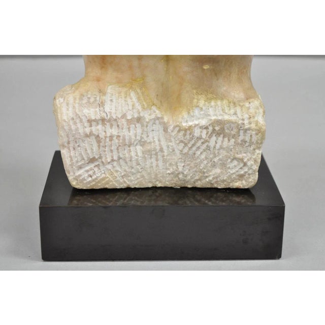 Late 20th Century Morton Gaffin Female Nude Bust Modernist Carved Peach Alabaster Sculpture For Sale - Image 9 of 12