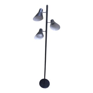 1970's Three Shaded Black Floor Lamp For Sale