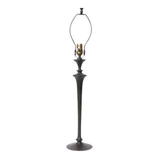 Vintage Giacometti-Style Hammered Bronze Table Lamp For Sale