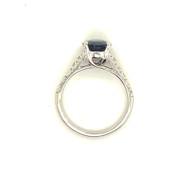 Natural Sapphire Diamond Ring 14k W Gold 3 TCW Certified For Sale In New York - Image 6 of 10