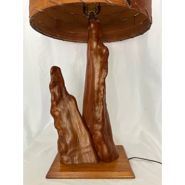 Mid Century Cypress Knee Wooden Lamp For Sale - Image 4 of 13
