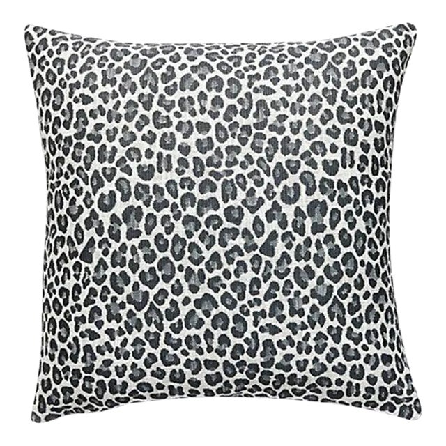 The House of Scalamandré Backyard Bengal Outdoor Pillow, Slate For Sale