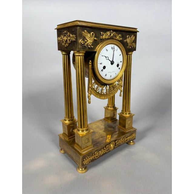 Empire Bronze Portico Clock, 1800 For Sale - Image 9 of 11