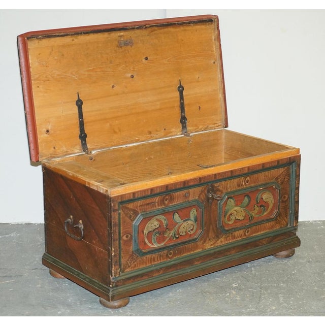 Large Paint German Blanket Chest Coffer Trunk, 1800s For Sale - Image 12 of 18