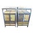 Pair of Venezia Furniture Industrial Modern Steel & Stained Wood Nightstands / End Tables With Glass Tops For Sale