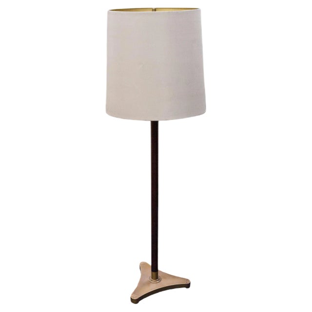 Mid-Century Modern Mahogany & Brass Floor Lamp, Italy, 1960s For Sale