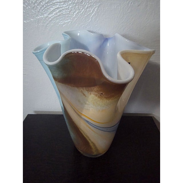 An exceptional hand-blown art glass vase by Alicja Watra, one of Poland's most recognized contemporary glass artists. This...