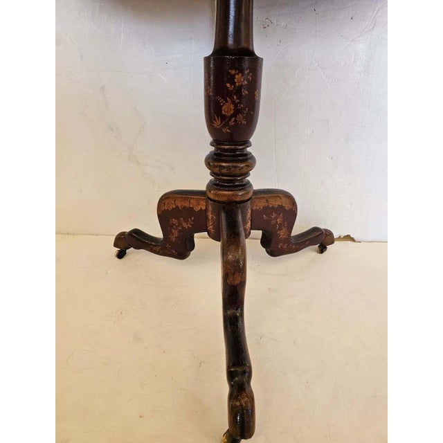 Wood Antique Chinese Export Lacquer Tilt Top Rectangular Side or Center Table For Sale - Image 7 of 9