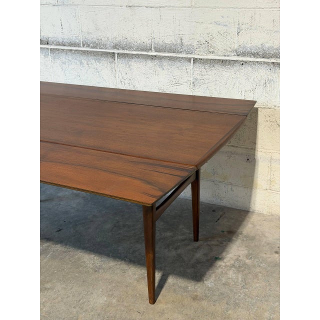 Teak Extendable Rectangular Coffee Table With Two Leaves Vintage Mid-Century Modern 1960s For Sale In Los Angeles - Image 6 of 13