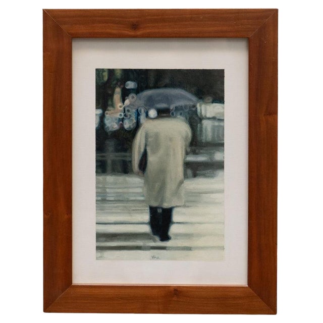 Xavier Visa Arau, No Pedestrians, Oil on Paper, 1990s, Framed For Sale