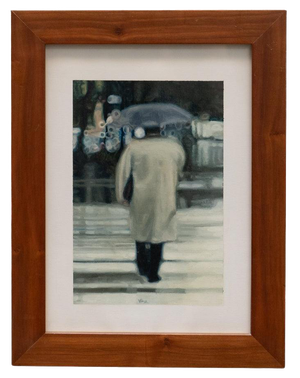 Xavier Visa Arau, No Pedestrians, Oil on Paper, 1990s, Framed