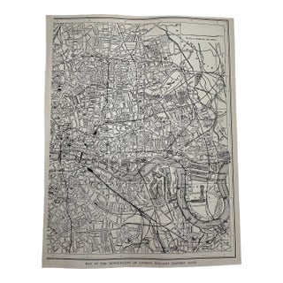 Antique 1920s Eastern London England City Map For Sale