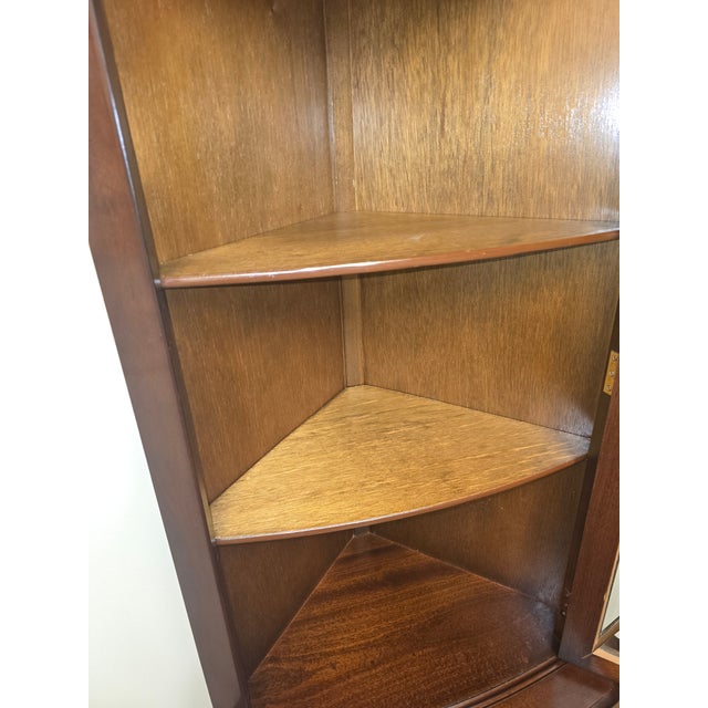 Brown 1960s Georgian English Mahogany Inlaid Corner Cabinet For Sale - Image 8 of 11