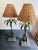 Chinoiserie Vintage Italian Monkey Lamps With Tole Palm Trees & Wicker Shades - A Pair For Sale - Image 3 of 10