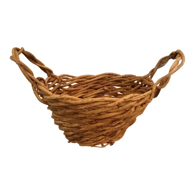 Vintage Woven Willow French Basket For Sale