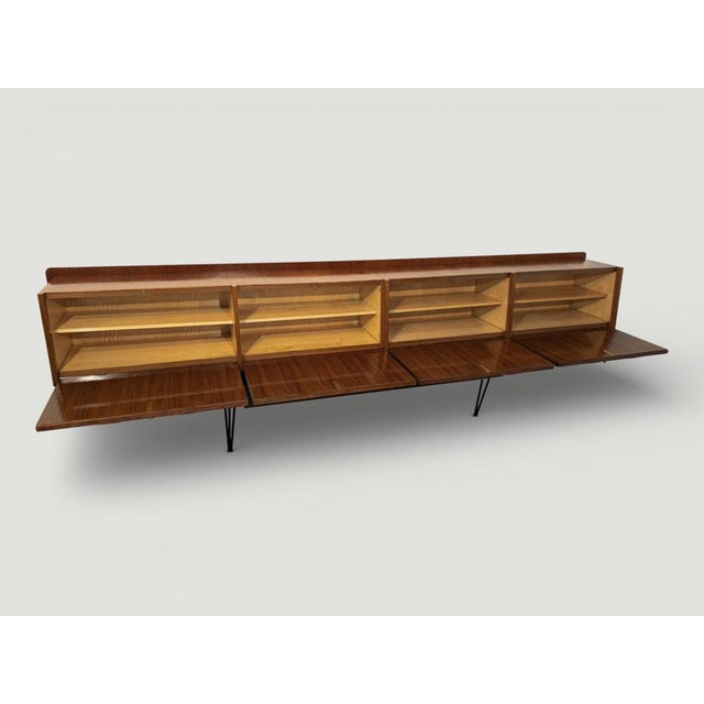 Long Mid-Century Italian Sideboard in Walnut, 1950s For Sale - Image 10 of 18