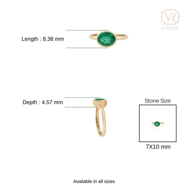 1.64ct Natural Zambian Emerald Bezel Set Solitaire Ring in 18k Yellow Gold Size 8 For Sale - Image 11 of 16