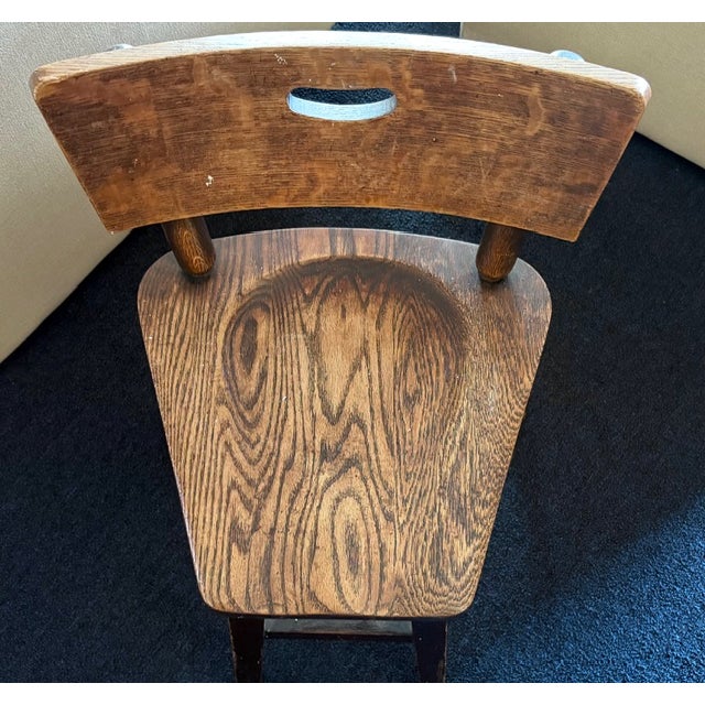 Mid-Century Modern Early Hand Made American Wood Chair in a Triangular Form For Sale - Image 3 of 5