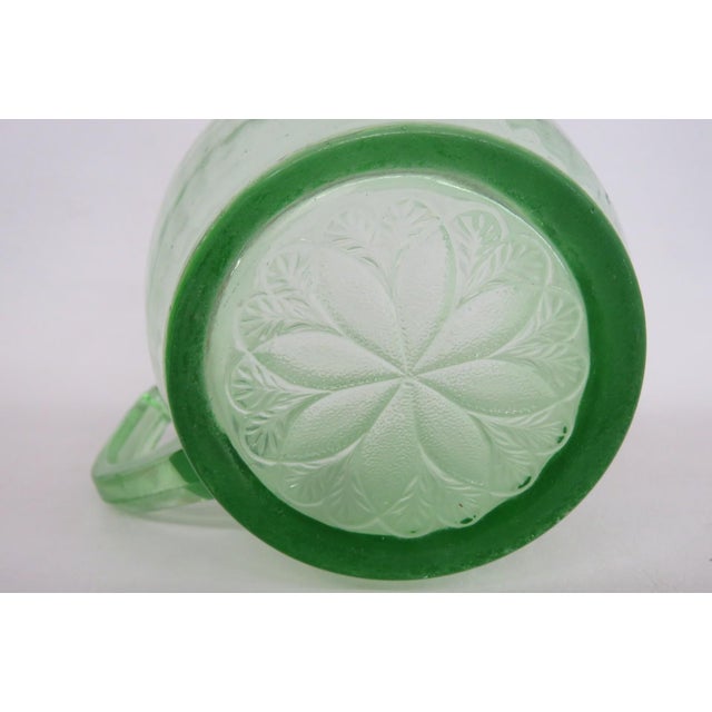 1930s Jeannette Glass Co Green Hex Optic Pitcher Honeycomb Uranium Glass For Sale - Image 11 of 18