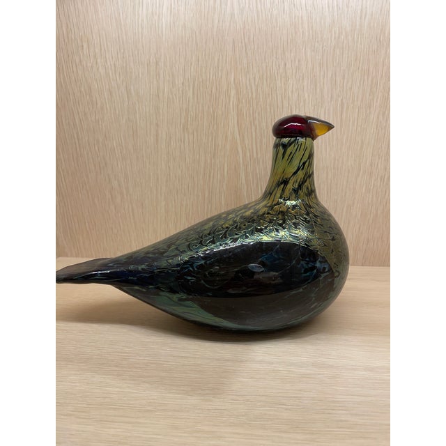 Late 20th Century Late 20th Century Oiva Toikka Art Glass Bird Capercaillie Male Wood Grouse, Signed O. Toikka Nuutajärvi For Sale - Image 5 of 9