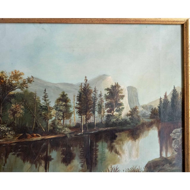 19th Century American Hudson River School Painting of Mirror Lake in Yosemite For Sale - Image 4 of 11