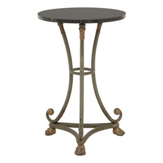 Green Marble Top Painted Metal Gueridon For Sale