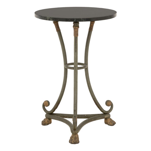 Green Marble Top Painted Metal Gueridon For Sale