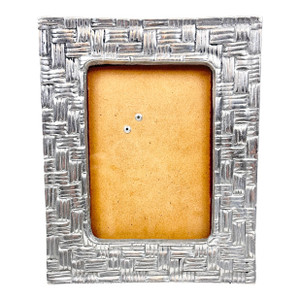 Vintage Basketweave Design Pewter Picture Frame