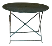 Round Dark Green Metal Folding Dining Table, 1950s