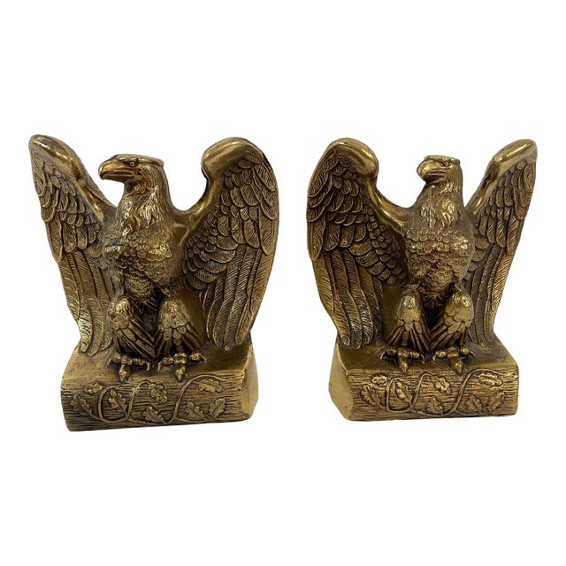 Mid 20th Century Brass Federal Style Eagle Bookends - A Pair For Sale