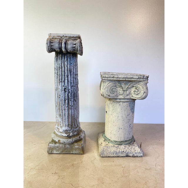 Late 20th Century Pair of Rustic Plaster Neoclassical Column Pedestals For Sale - Image 5 of 7