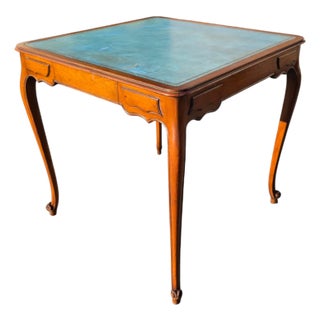 Antique Circa 1900 the Beauville Collection by B. Altman Co. Louis XV Style Walnut Writing Table With Blue Leather Top For Sale