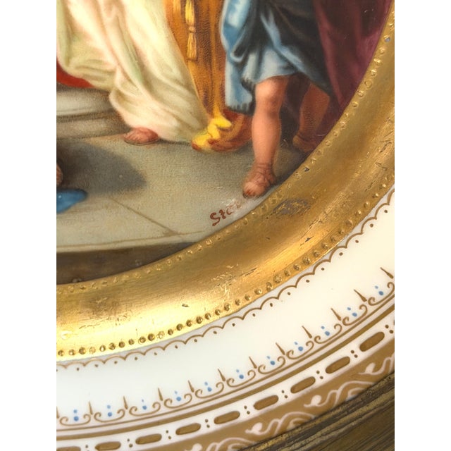 Pair Vienna Mythological Porcelain Plates in Pierced Gilt-Bronze Roman Frames For Sale - Image 12 of 18
