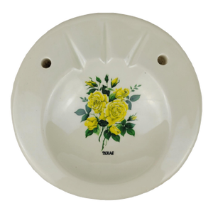 Vintage Texas Yellow Rose Ceramic Ashtray Souvenir Tobacciana