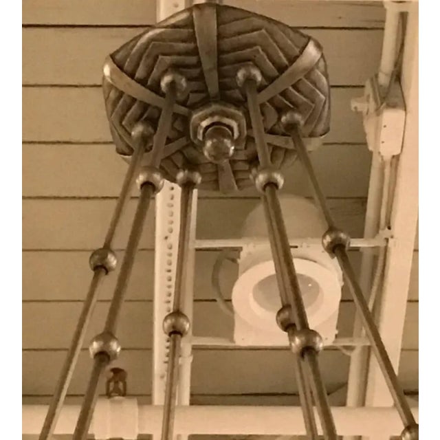 Off-white French Art Deco Chandelier by Hettier Vincent and Genet et Michon For Sale - Image 8 of 11